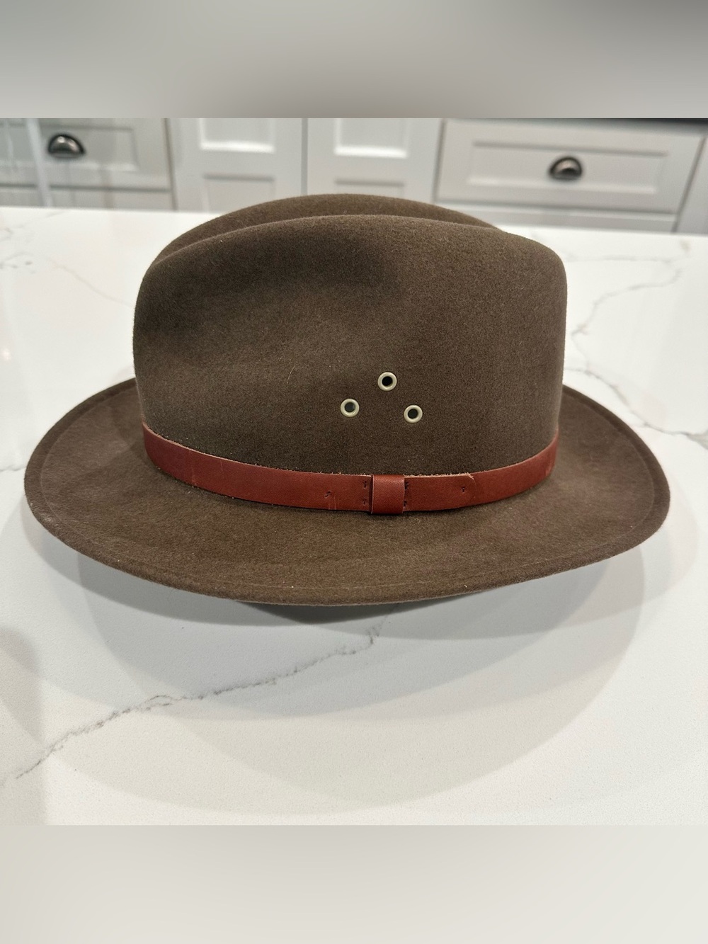 Country Gentleman Dickens Brown Wool Felt Fedora Hat Water Repellent Mens Size L